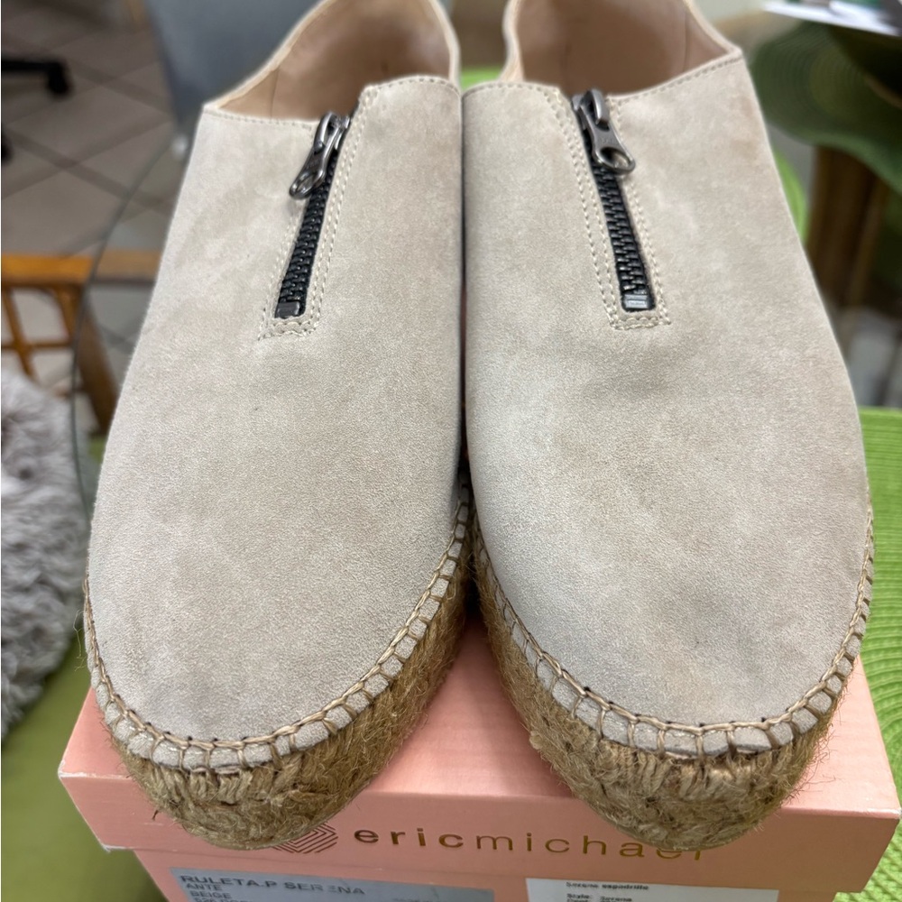 Eric Michael Women's Beige Suede Espadrille Shoes
